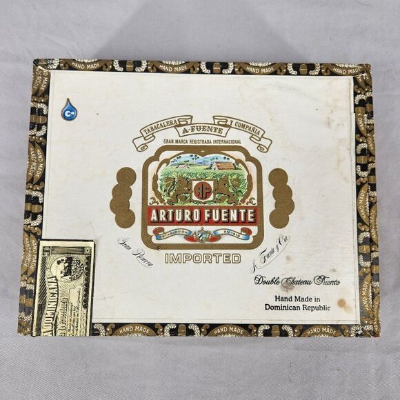 ARTURO FUENTE Double Chateau Wood Cigar Box Empty Dominican Republic Decor - Picture 1 of 12